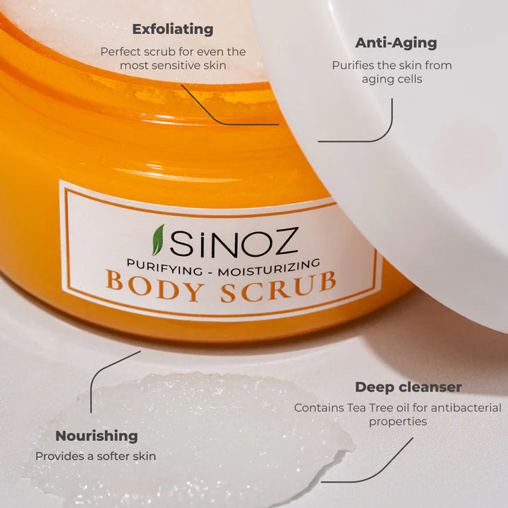 Почистващ и хидратиращ скраб за тяло с морска сол, мед и витамини SINOZ Gold Aura Body Scrub, 250ml