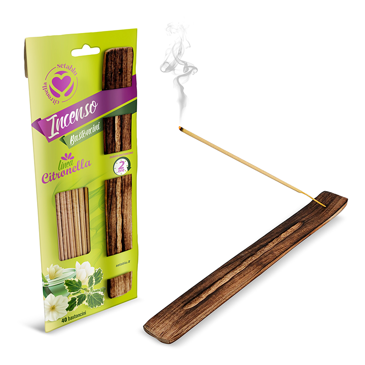 Ароматни Пръчици с Цитронела с дървена поставка, 40 бр.