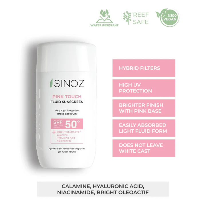 Озаряващ слънцезащитен флуид SINOZ Pink Touch Fluid SPF 50+ – 50мл