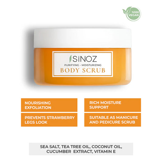 Почистващ и хидратиращ скраб за тяло с морска сол, мед и витамини SINOZ Gold Aura Body Scrub, 250ml