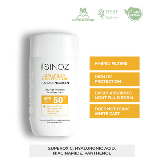Слънцезащитен флуид за всеки тип кожа - Sinoz Daily Sunscreen Fluid SPF 50+ – 50мл