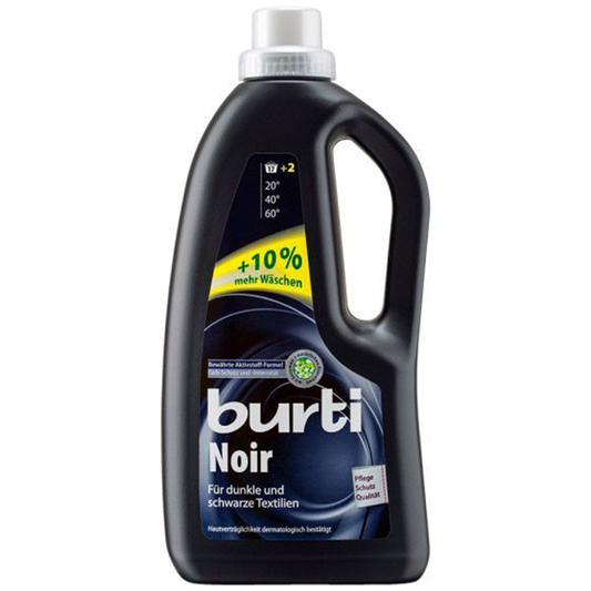 Burti Noir Течен Перилен Препарат за Черни Дрехи  1.27 л / 17+2 пранета – Интензивно черно, дълготрайна свежест